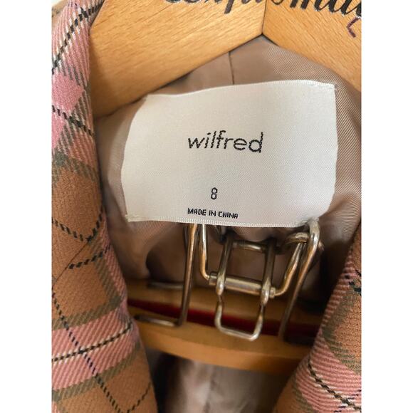 Excellent Condition Aritzia Wilfred Pink Plaid Double Breasted Blazer Size 8 - Picture 3 of 5